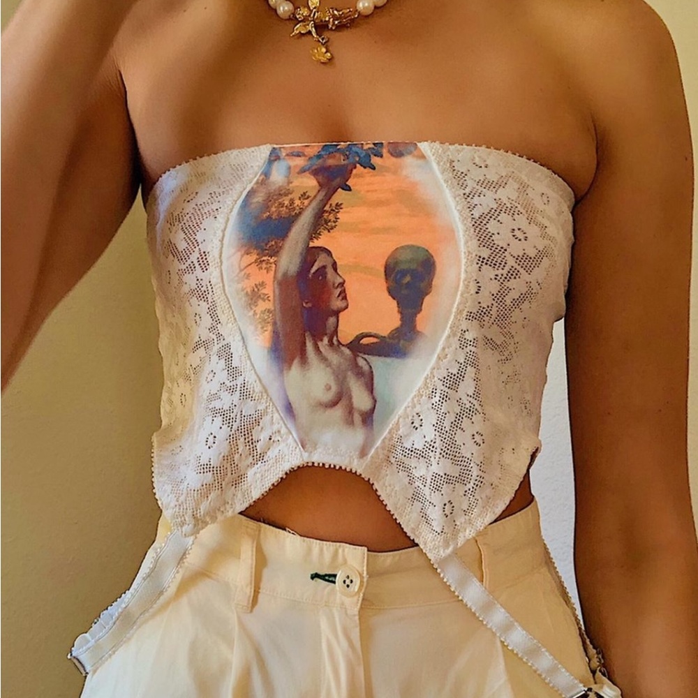 Reworked garter belt top